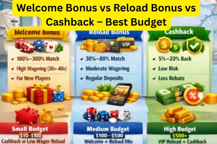 welcome bonus vs reload bonus vs cashback