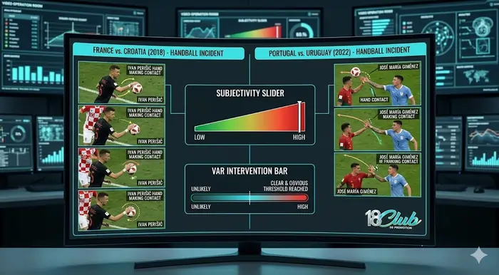 VAR room technical review of the 2018 final penalty showing most controversial VAR decisions in World Cup matches analysis.